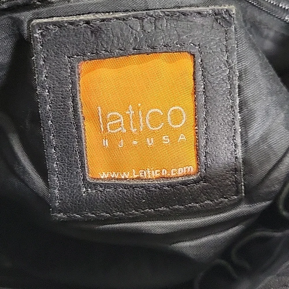 Latico Black Leather Flat Front Crossbody Messenger Bag